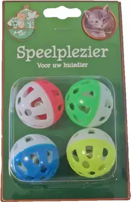 Betrouwbaar Kattenspeelgoed blister à 4 bal met bel zwaar model