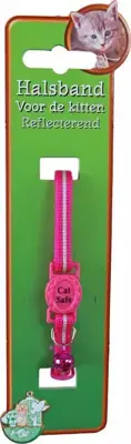Snelle Levering Kittenhalsband polyester neon, roze reflecterend