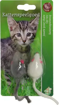 Tijdelijk Beschikbaar Boon bontmuis kattenspeeltje grijs 2st 4cm
