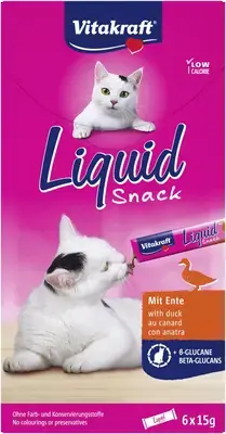 Beperkte Voorraad Vitakraft Liquid Snack eend & B-glucaan, 6 x 15g