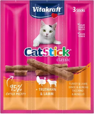 Betrouwbaar Vitakraft Cat-Stick mini kalkoen & lam 18g