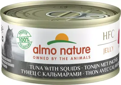 Almo Nature HFC Natural kattenvoer in gelei tonijn & inktvis 70g Gereduceerde Prijs
