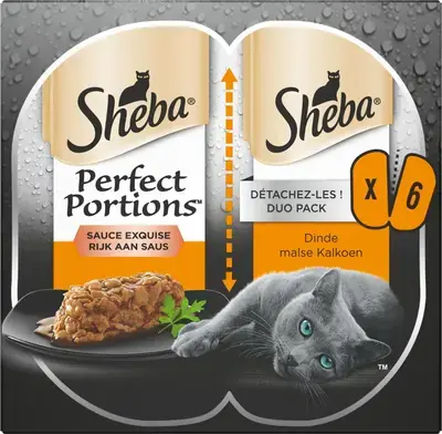 Bestseller Sheba Perfect Portions kalkoen in saus multipack 6 x 37,5g