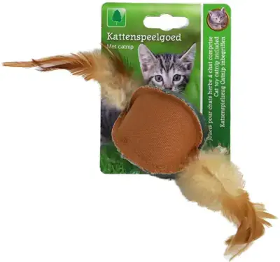 Boon kat speelgoed bal jute + veren 27cm blauw/bruin Weekendaanbieding