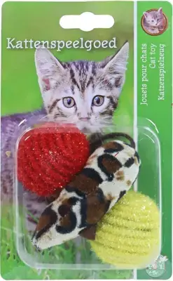 Flitsaanbieding Boon kattenspeelgoed blister à 2 ballen met muis 7,5 cm