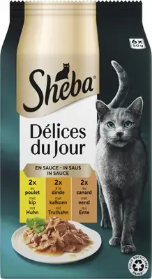 Aanbieding SHEBA Natvoer voor volwassen katten 6*50g multipack