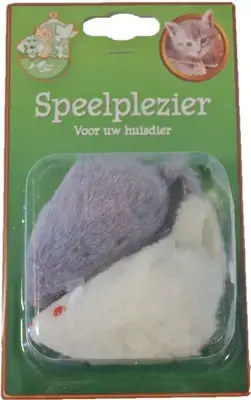 Kattenspeelgoed blister à 2 bontmuis grijs/wit, 7,5 cm Snelle Levering