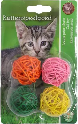 Actieprijs Boon kattenspeelgoed rotanbal+bel 4 centimeters pak a 4 stuks