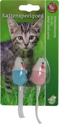 Actieprijs Boon kattenspeelgoed bontmuis 4 centimeters 2 kleuren a 2 stuks
