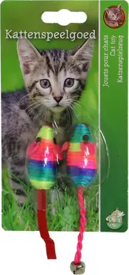 Bestseller Boon kattenspeelgoed regenboogmuis 4 centimeters kaart a 2 stuks