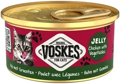 Actieprijs Voskes kattenvoer in gelei kip & groenten 85g