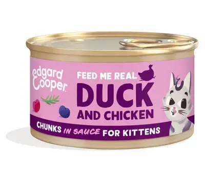 Edgard & Cooper Kitten Chunks Eend/Kip - Natvoeding Superprijs