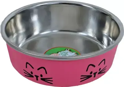 Tijdelijk Beschikbaar Katteneetbak RVS kattenkop 11 cm, roze