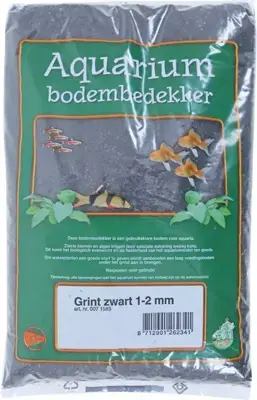 Aquarium grind Edelsplit zwart 1-2, zak a 2,5 kg Alleen Vandaag