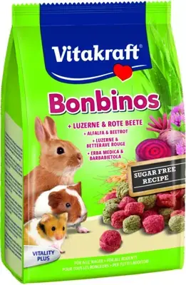 Beperkt Aanbod Vitakraft Bonbinos knaagdiersnack alfalfa & rode bieten 40g