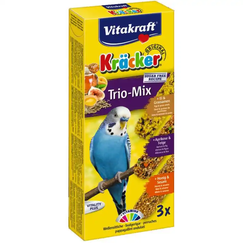 Op = Op Vitakraft kracker Parkiet Trio-Mix Paars 3 stuks