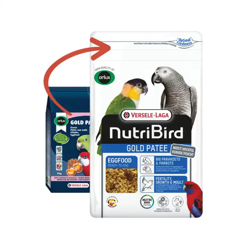 NutriBird Eivoer Gold Patee Grote Parkieten en Papegaaien 1000gram Voordeelprijs