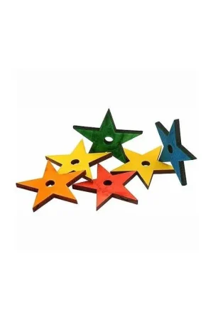 Flitsaanbieding Zoo-Max Houten Sterren Gekleurd 7,5 cm 6 stuks