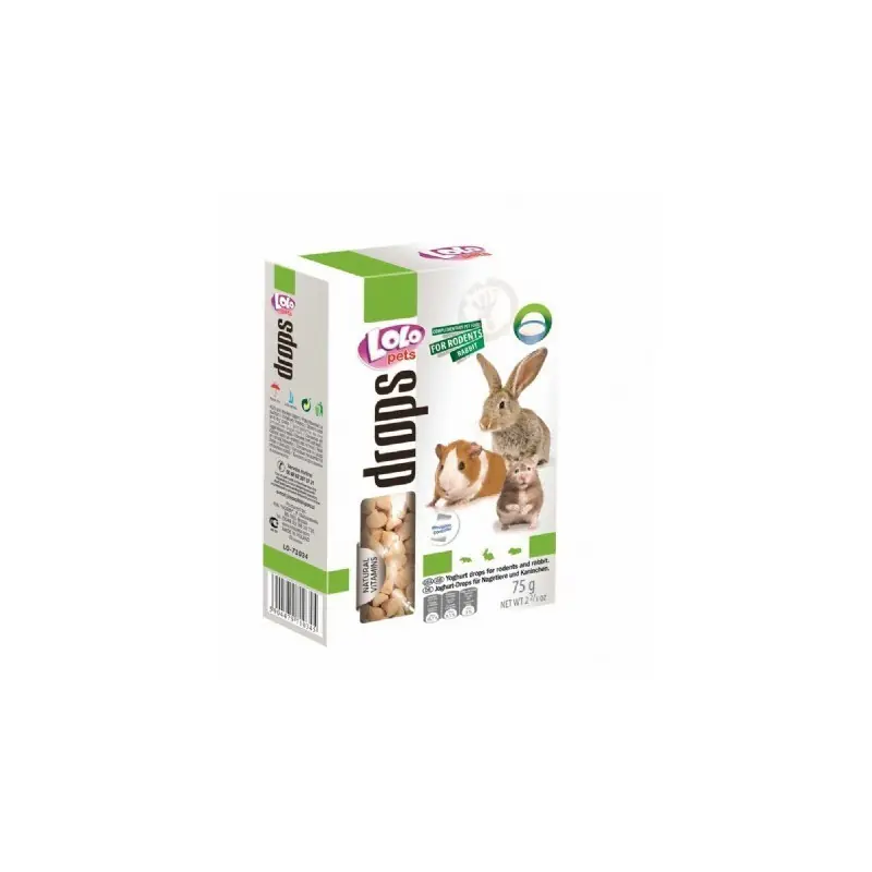 Korting Lolo Pets Drops voor Knaagdier en Konijn - Yoghurt