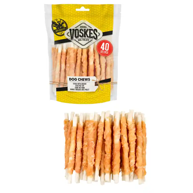 Voskes Dog Chews Sticks met Kip - 40 stuks Exclusieve Aanbieding