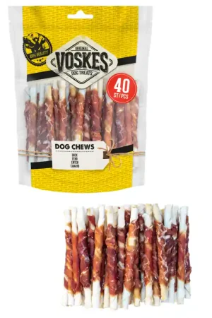 Voskes Dog Chews Sticks Eend - 40 stuks Meest Verkocht