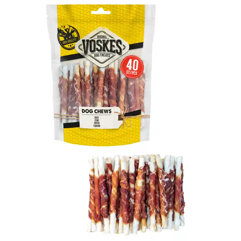 Voskes Dog Chews Sticks Eend - 40 stuks Meest Verkocht