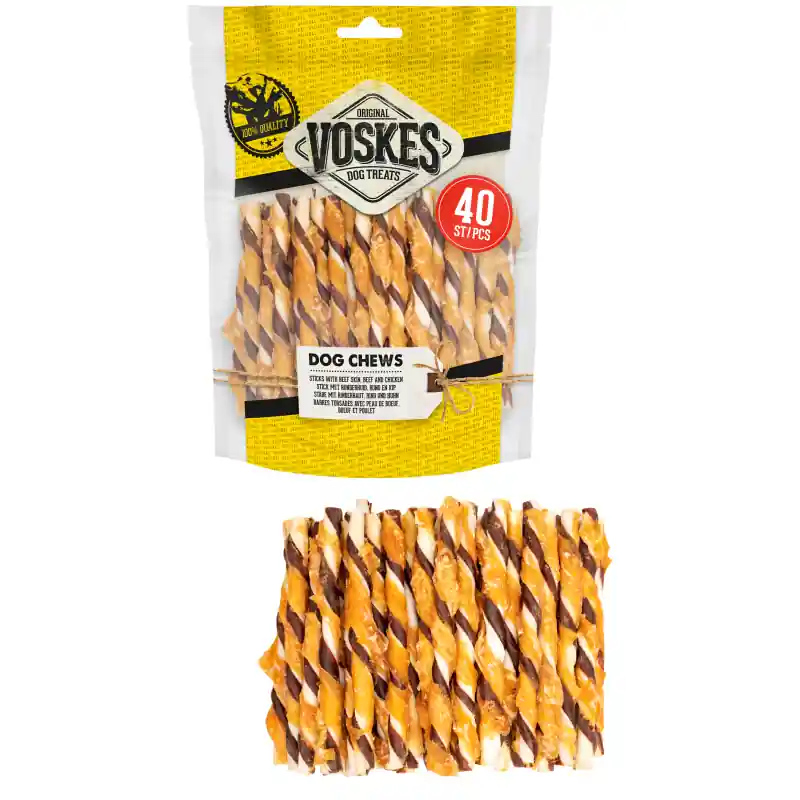 Must-Have Voskes Dog Chews Sticks Rund & Kip - 40 stuks