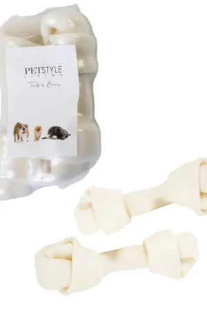 Petstyle Living Geknoopt Bot Wit 15cm - 2 stuks Op = Op
