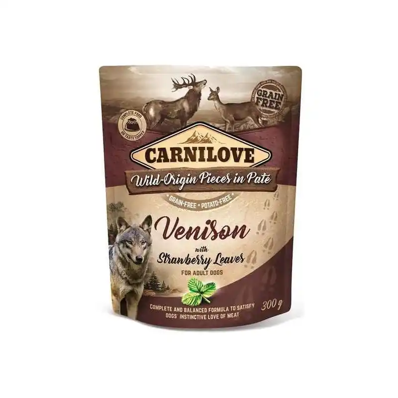 Gecertificeerd Carnilove Pouch Venison with Strawberry Leaves 300 gram