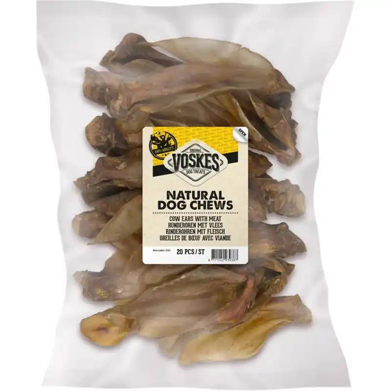 Voskes Natural Dog Chews Runderoren 20 stuks Flitsaanbieding