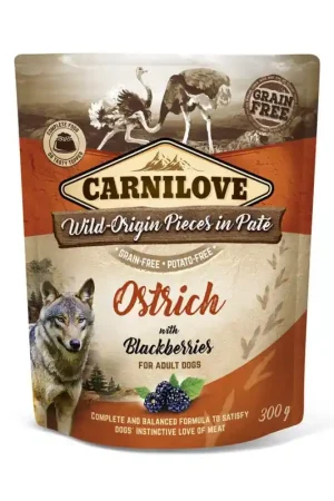 Goedkoop Carnilove Pouch Ostrich with Blackberries 300 gram