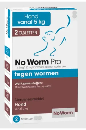 No Worm Pro Hond van 5 tot 75 kg 2 Tabletten Beperkte Voorraad