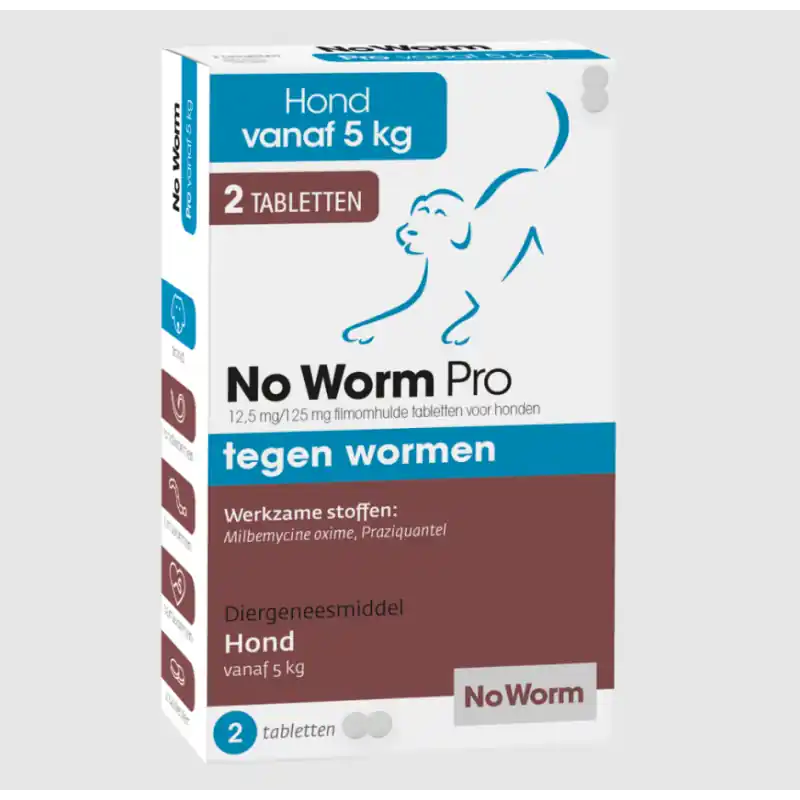 No Worm Pro Hond van 5 tot 75 kg 2 Tabletten Beperkte Voorraad