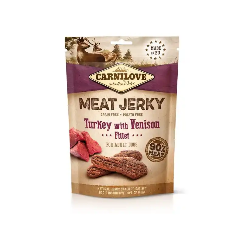Carnilove Jerky Turkey & Vension 100 gram Laatste Kans