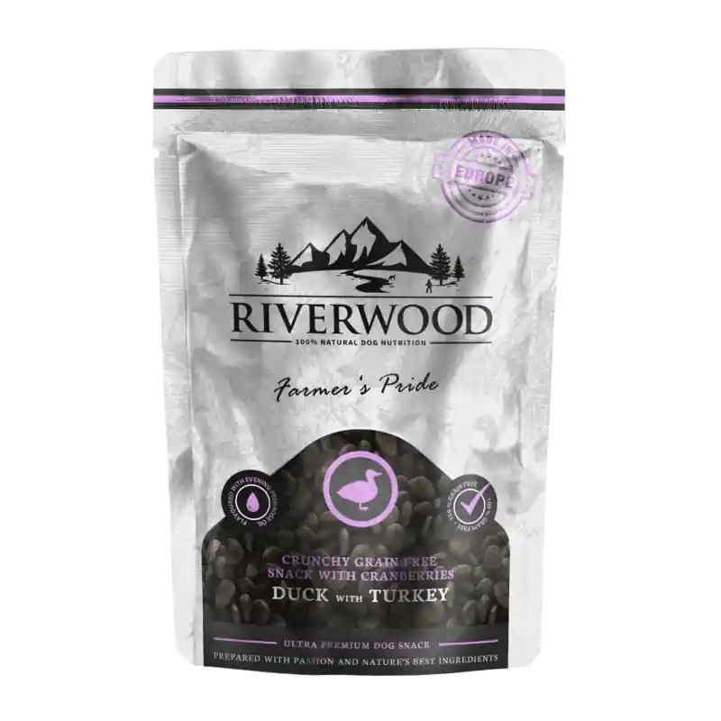 Riverwood Crunchy Snack Eend & Kalkoen 200 gr Exclusieve Aanbieding