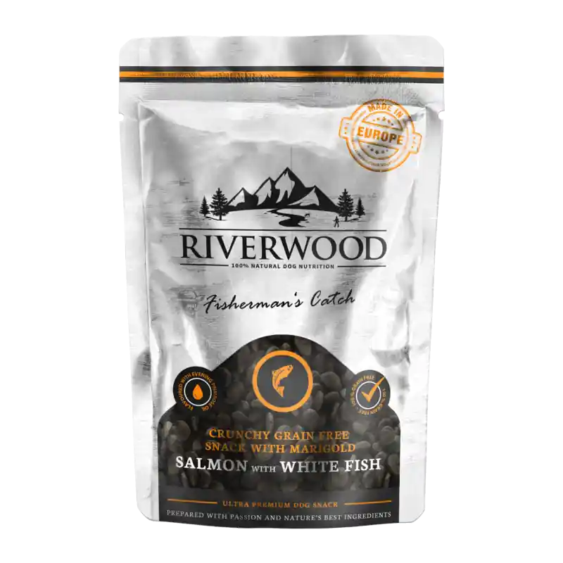 Riverwood Crunchy Snack Zalm & Witvis 200 gr Flitsaanbieding