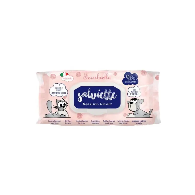 Ferribiela Huisdier Doekjes Rose Water 40 stuks Actieprijs