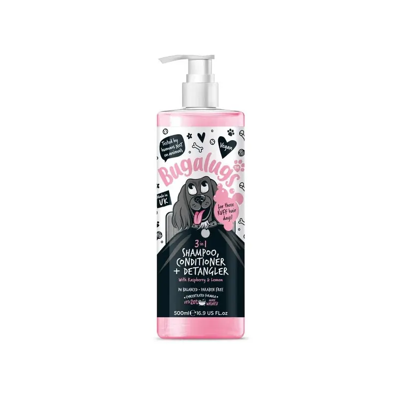 Alleen Vandaag Bugalugs 3 in 1 Honden Shampoo, Conditioner en Detangler 500 ml