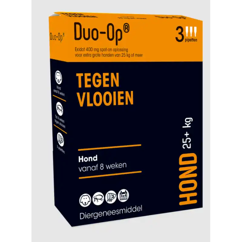 Duo Op Anti- Vlooien Pipetten Hond Vanaf 25 kg 3 Pipetten Snelle Levering