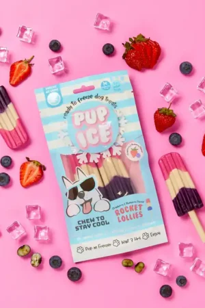 Beperkte Voorraad Pup Ice Honden Fruitlollie - Raket - Aardbei & Bosbes