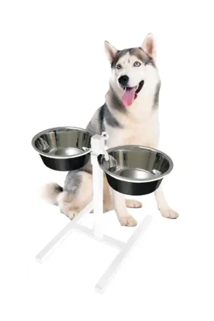 Nieuw Quapas! Voerbakkenstandaard H 2xRVS 2.80 Liter Wit Diameter 24 cm