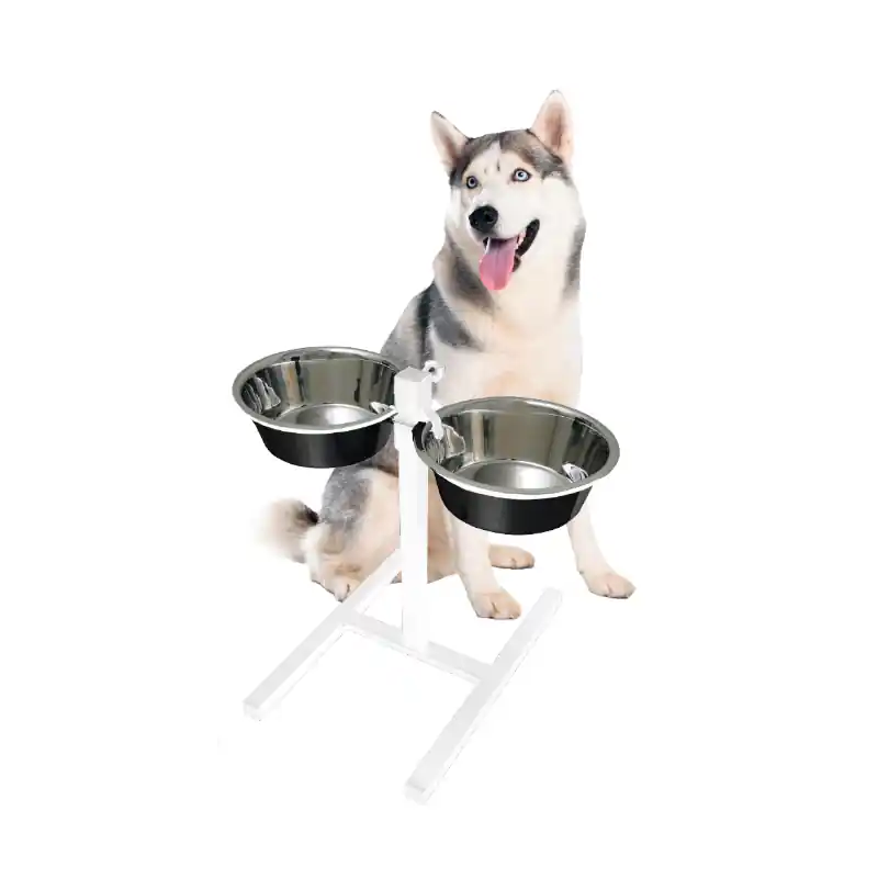 Nieuw Quapas! Voerbakkenstandaard H 2xRVS 2.80 Liter Wit Diameter 24 cm