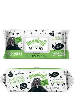 Direct Verzonden Bugalugs Pet Wipes - Hond en Kat 110 Biologisch Afbreekbare Doekjes