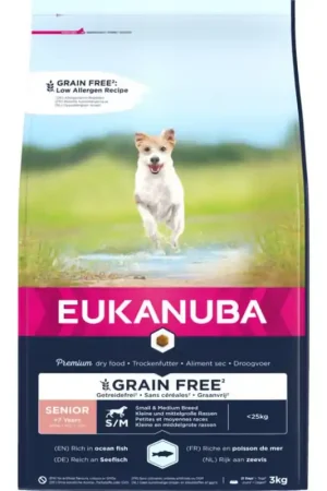 Eukanuba Senior Small & Medium Breed Graanvrij Oceaanvis - 3 kg Nu Kopen
