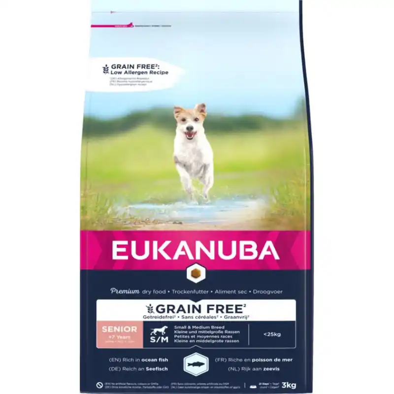 Eukanuba Senior Small & Medium Breed Graanvrij Oceaanvis - 3 kg Nu Kopen