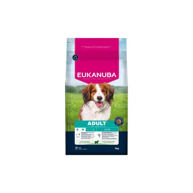 Gecertificeerd Eukanuba Adult Small Medium Breed Lam&Rijst - 3 kg