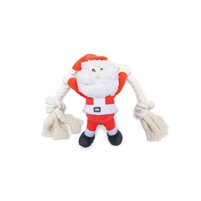 Direct Verzonden Beeztees Knuffel Kerstman met Touw 20 cm
