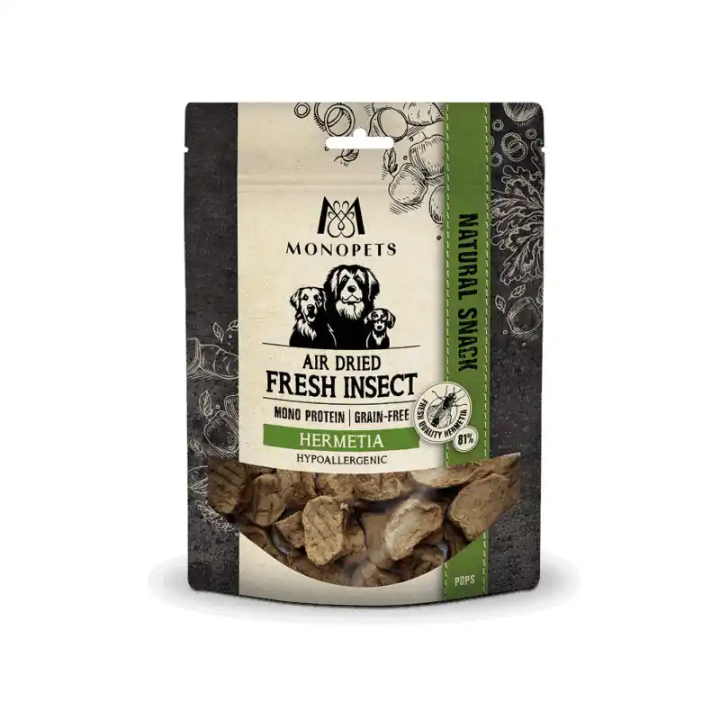 Monopets Snack Lucht Gedroogd Insect Pops Air Dried 100 Gr Direct Beschikbaar