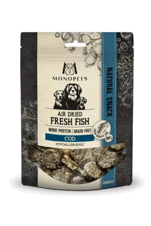 Monopets Snack Lucht Gedroogd Verse Vis Kabeljauw Bisquits 100 Gr Lage Kosten
