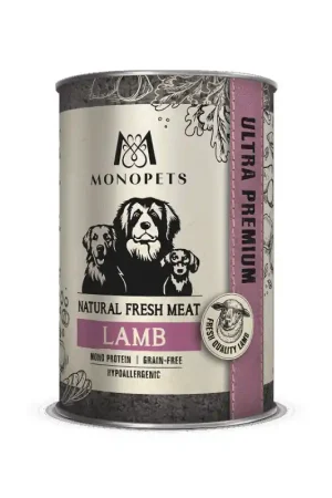 Monopets Natvoer Verse Lam Graan Vrij en Hypoallergeen 400 Gr Speciale Aanbieding